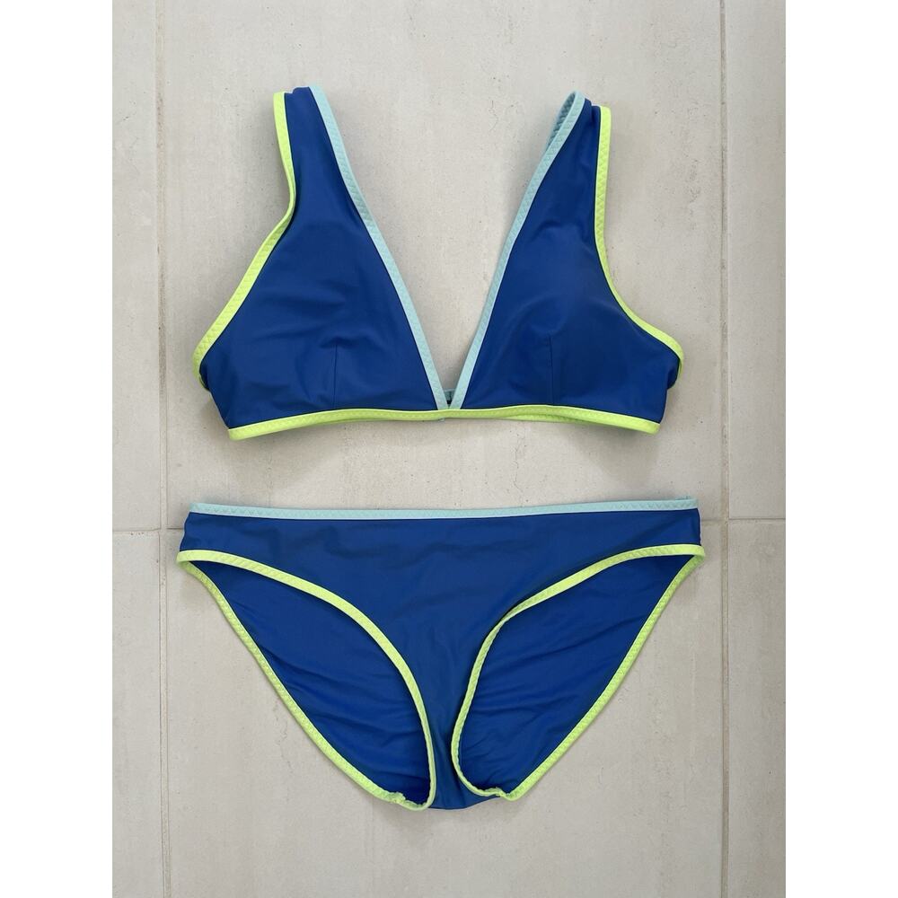 aerie Blue Bikini with Neon Yellow Trim